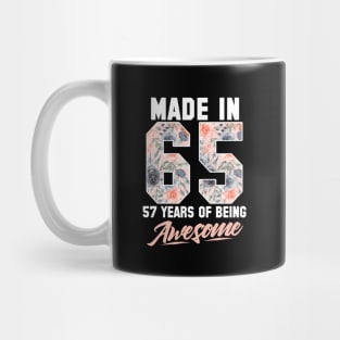 Made in 1965 57 years of being awesome 57th Birthday Flowers Mug